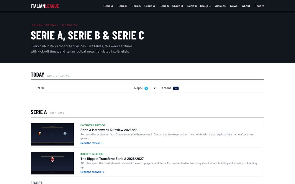 Screenshot of ItalianLeague
